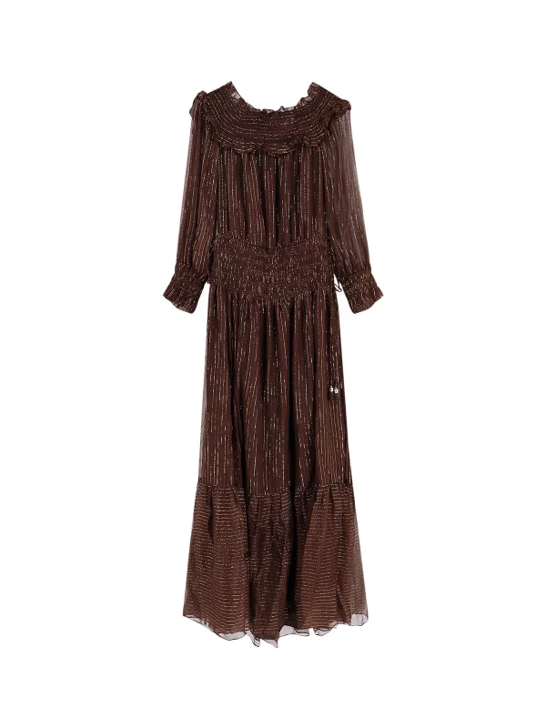 Georgette Long Dress With Lurex Detail sold by Wanan Luxury