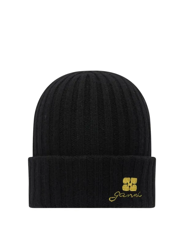 Wool Blend Beanie Hats Black made by Ganni