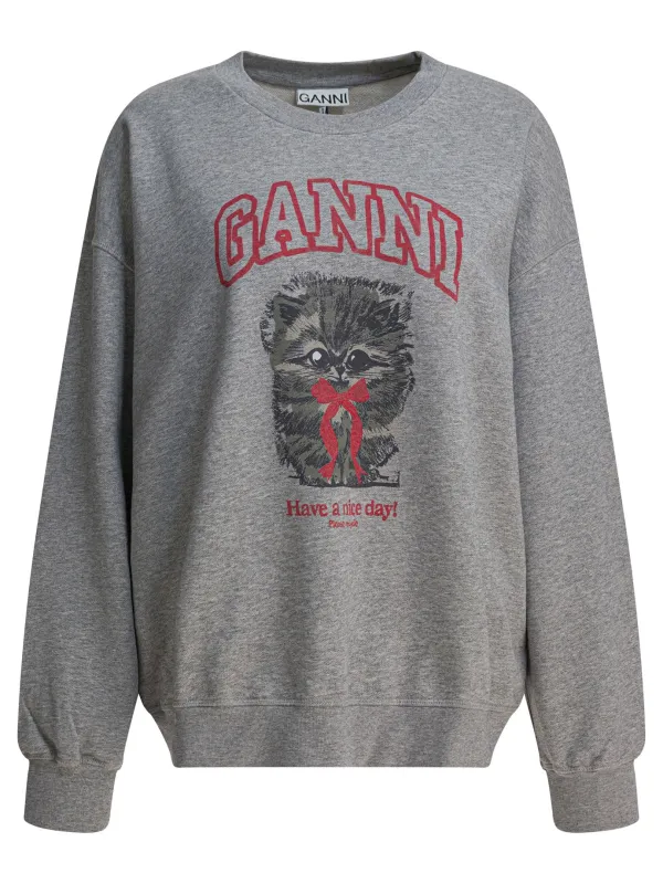Margot Kitty Print Sweatshirts Grey sold by Wanan Luxury