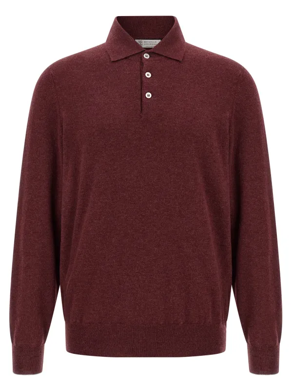 Cashmere Shirt Polo Bordeaux made by Brunello Cucinelli