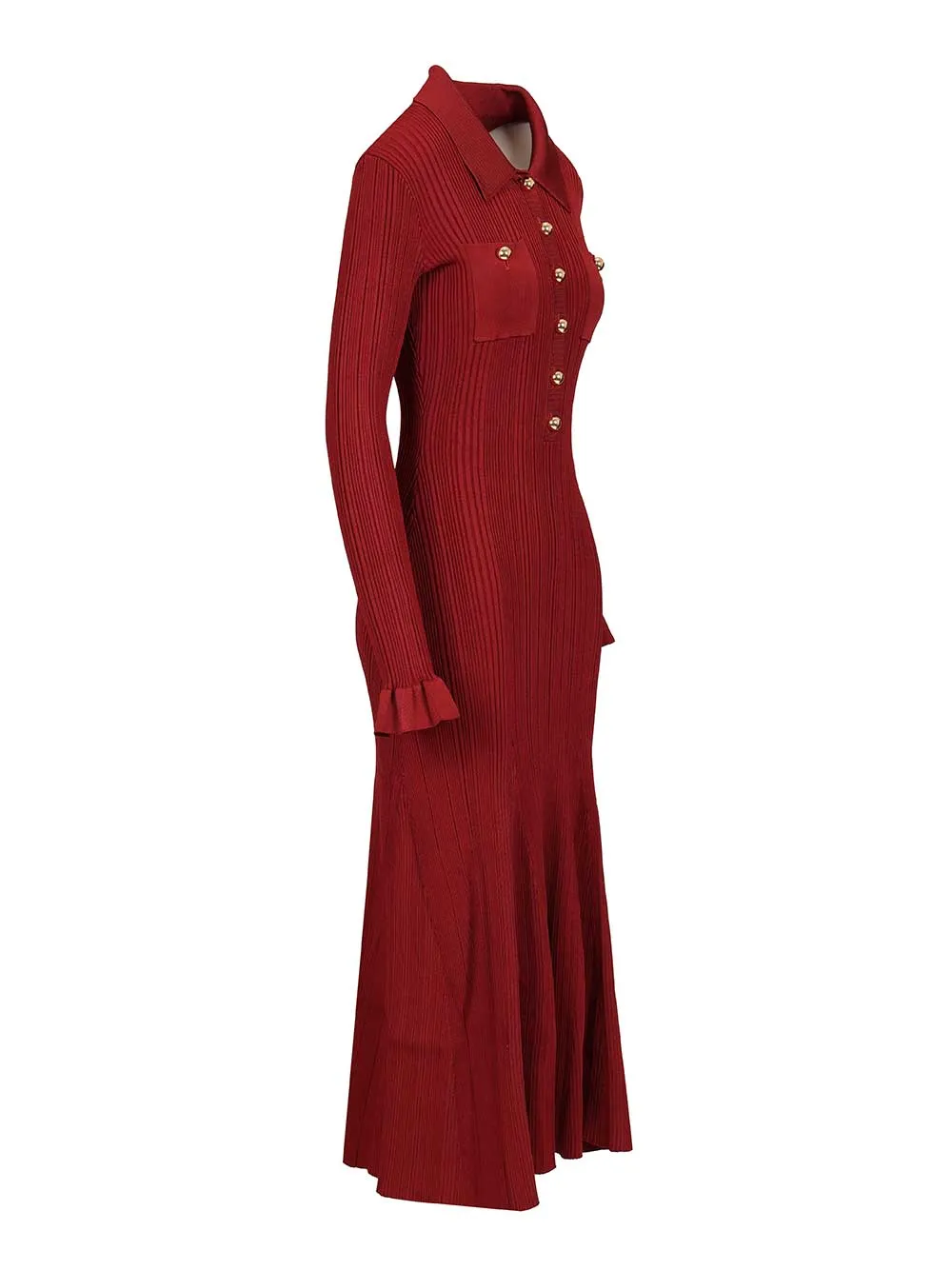 Ribbed Knit Midi Dress Dresses Bordeaux sold by Wanan Luxury product image thumbnail 3
