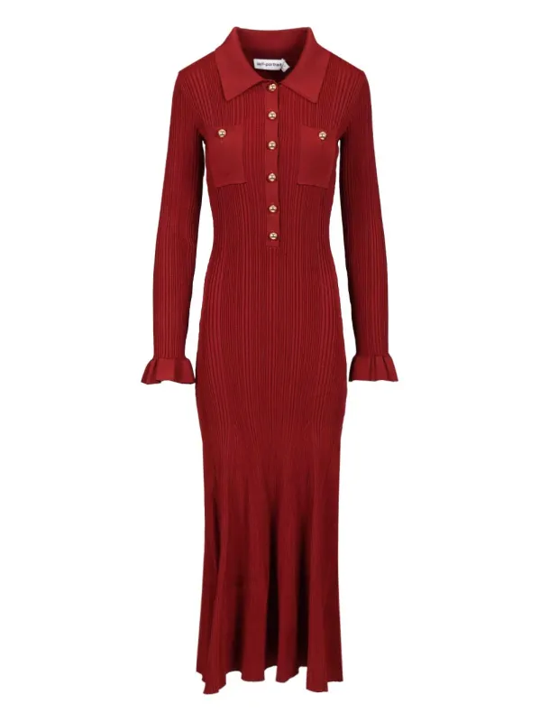 Ribbed Knit Midi Dress Dresses Bordeaux sold by Wanan Luxury