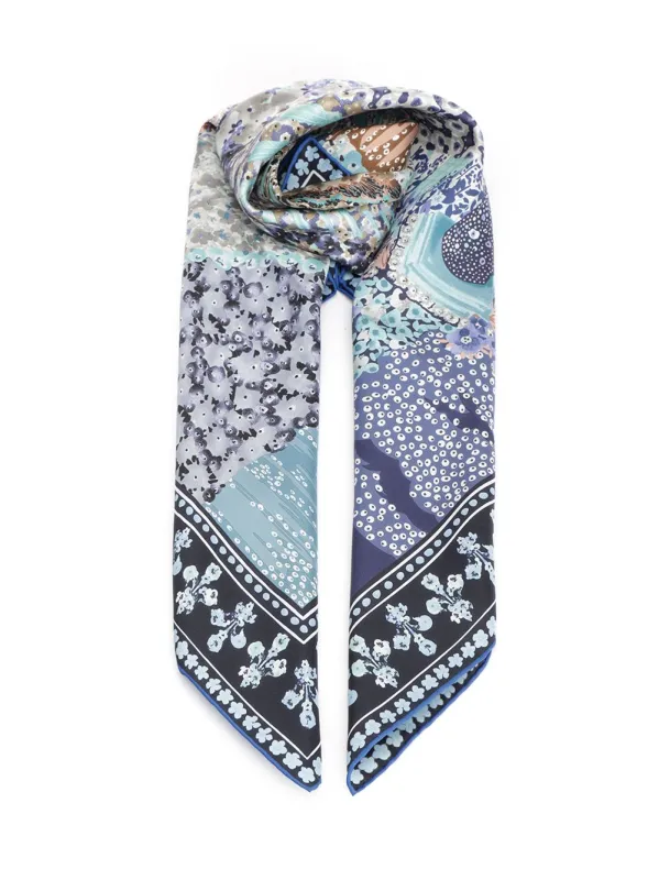Silk Scarf Scarves And Foulards Blue sold by Wanan Luxury