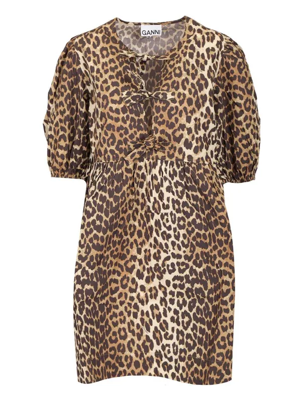 Leopard Print Mini Dress Dresses Animalier made by Ganni