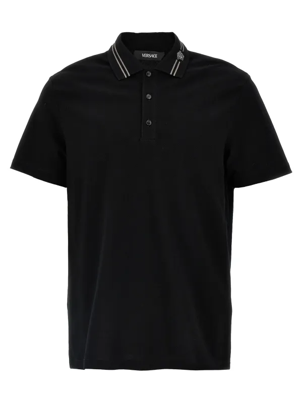 Medusa Embroidery Polo Black sold by Wanan Luxury