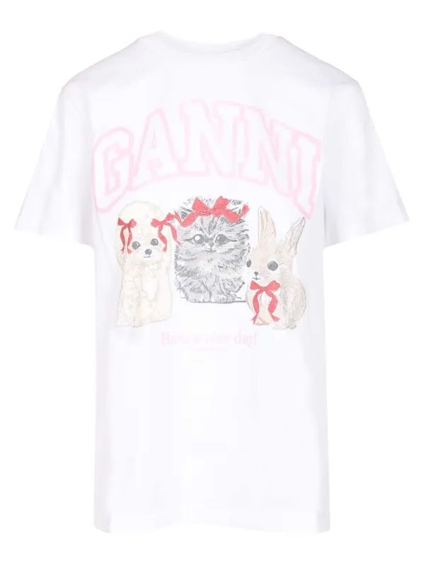 Basic Cotton Jersey Cute Animals T-Shirt White sold by Wanan Luxury