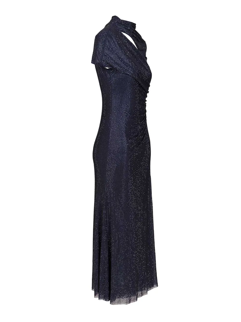 Mesh Midi Dress With Rhinestones Dresses Blue sold by Wanan Luxury product image thumbnail 3