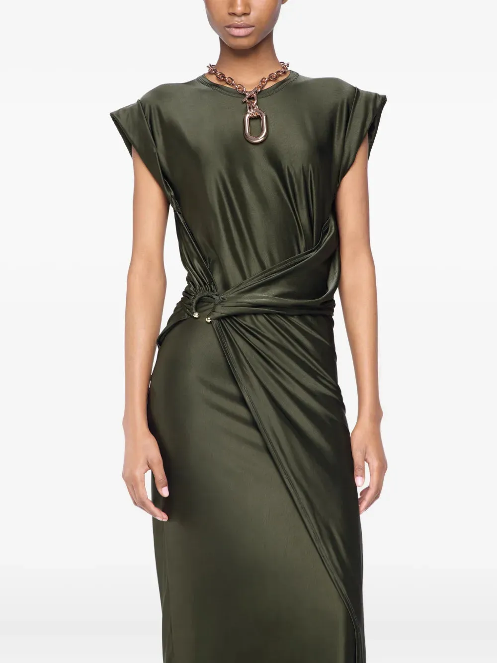 Draped Satin Midi Dress sold by Wanan Luxury product image thumbnail 5