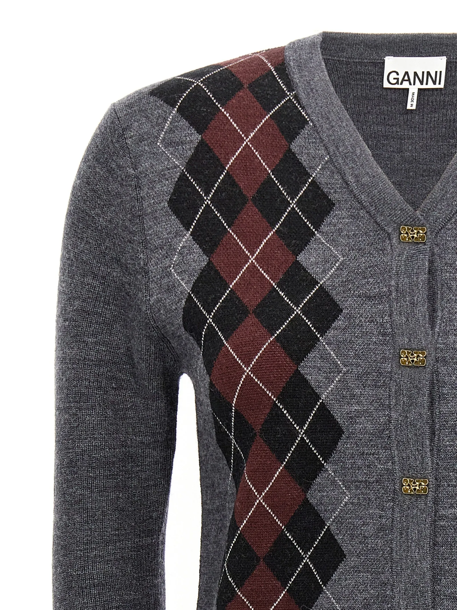Argyle Cardigan Sweaters And Cardigans Gray sold by Wanan Luxury product image thumbnail 3