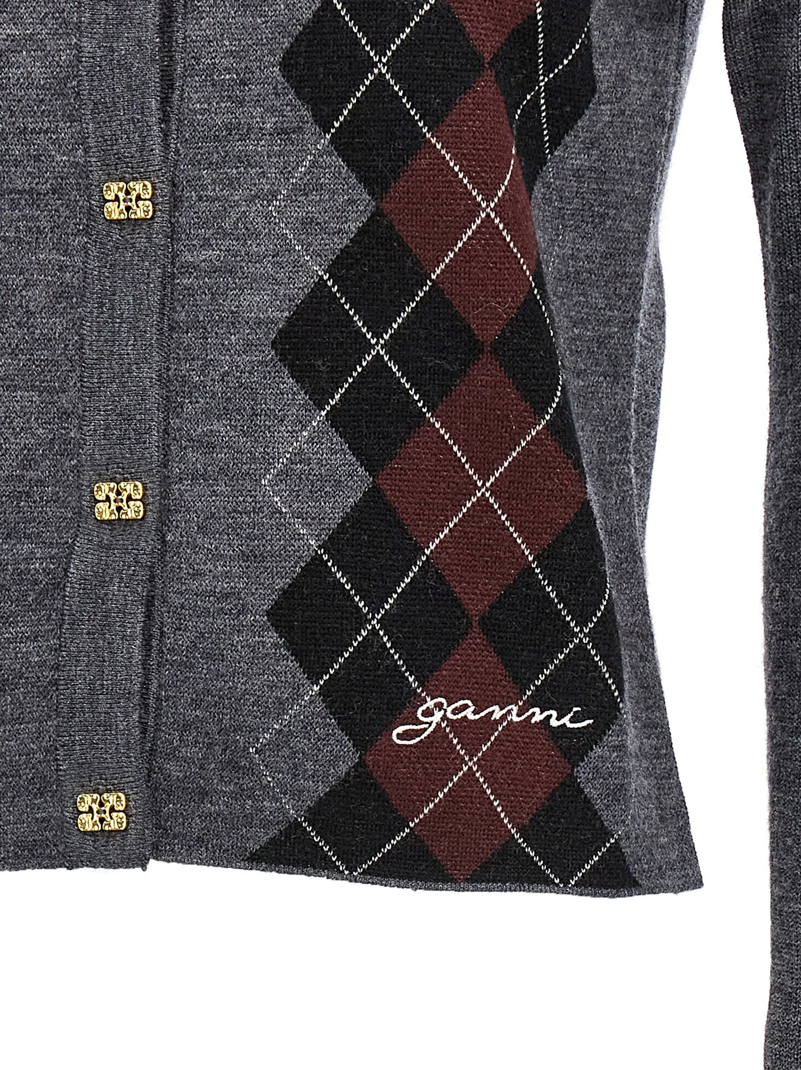 Argyle Cardigan Sweaters And Cardigans Gray sold by Wanan Luxury product image thumbnail 4