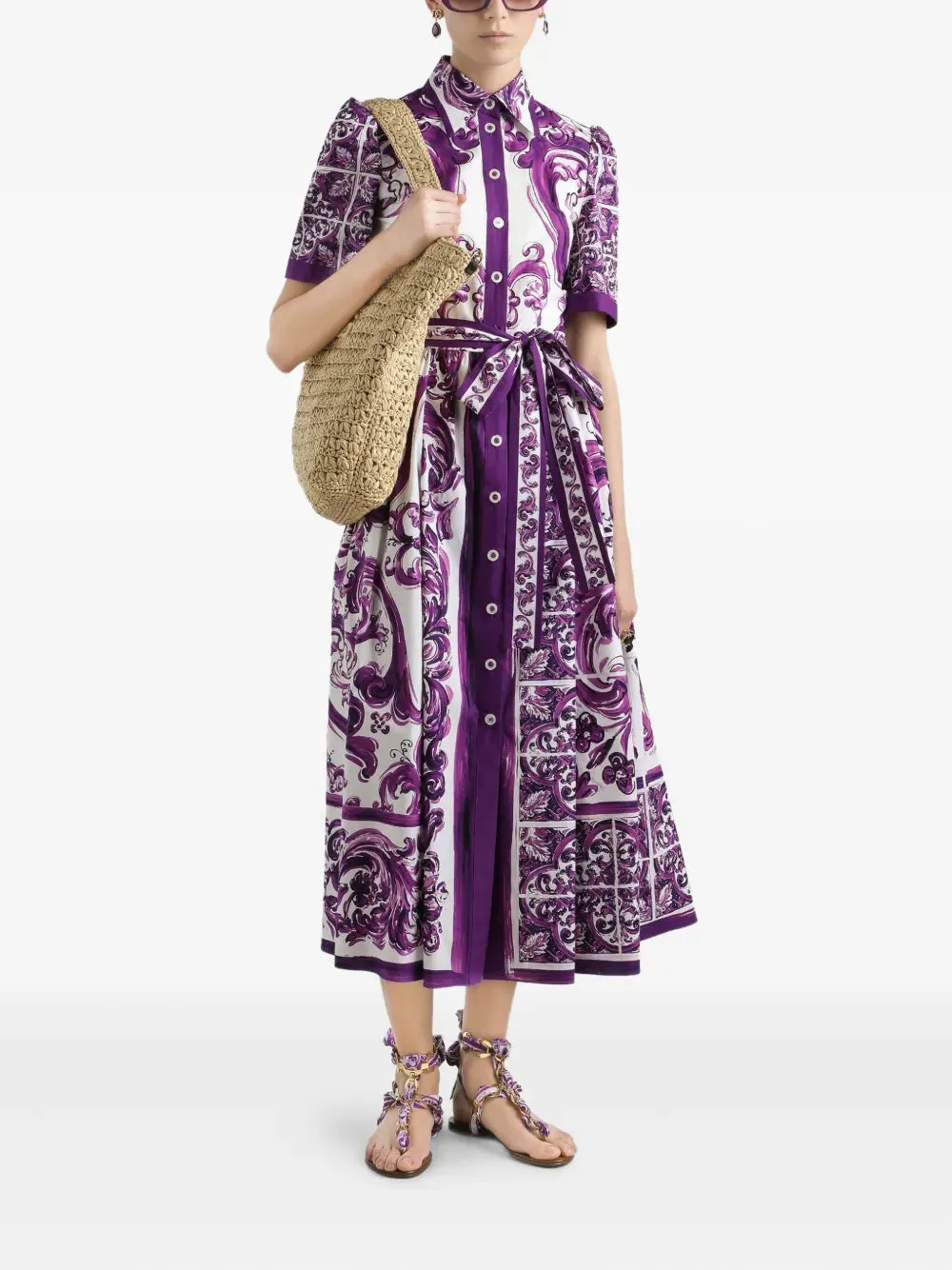 Majolica Print Midi Dress sold by Wanan Luxury product image thumbnail 2