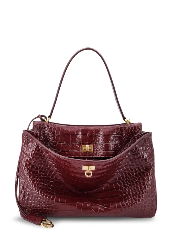 Rodeo Leather Shoulder Bag With Croco Effect sold by Wanan Luxury