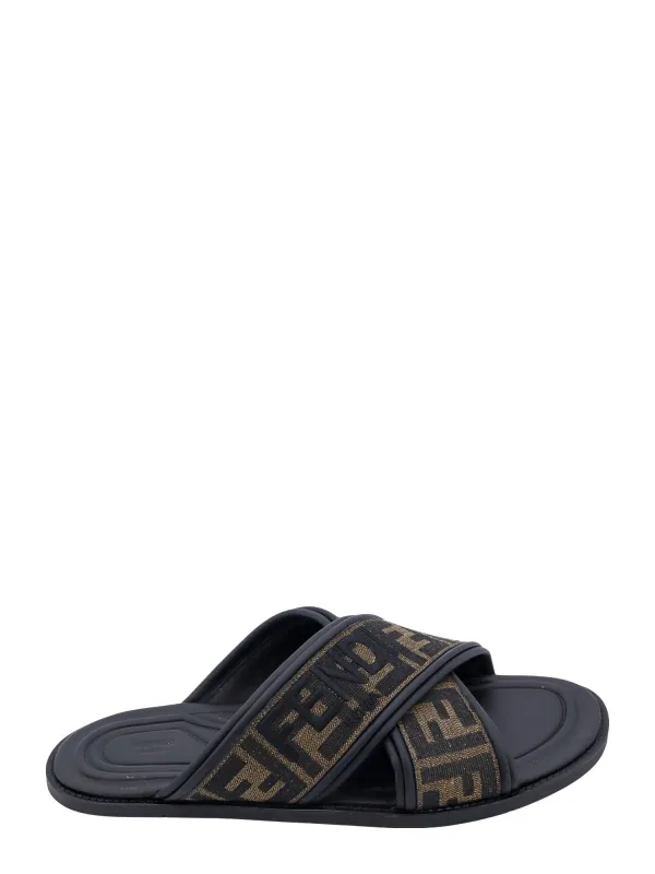 Ff Jacquard Fabric Sandals With Embroidered Logo sold by Wanan Luxury
