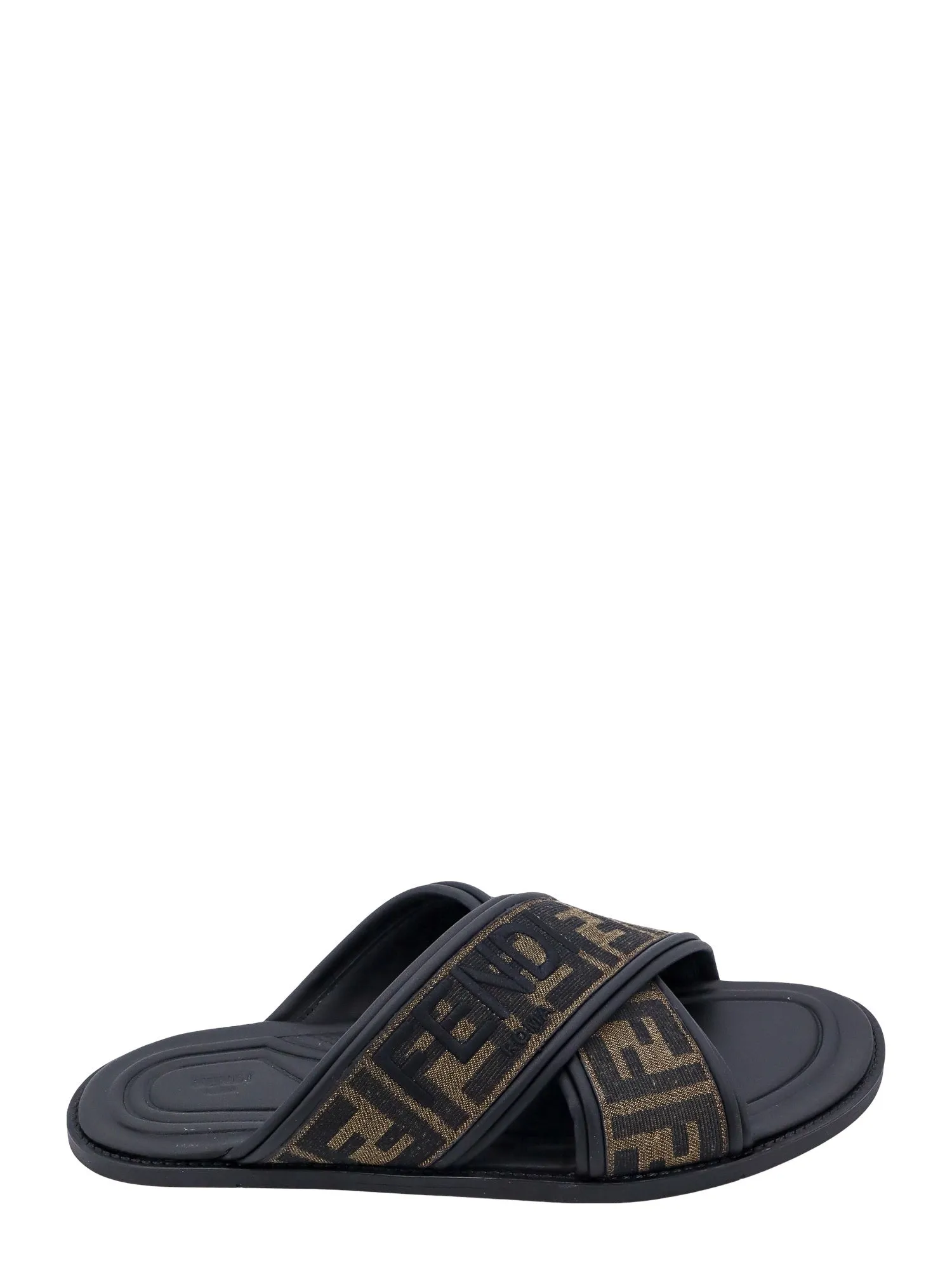 Ff Jacquard Fabric Sandals With Embroidered Logo sold by Wanan Luxury