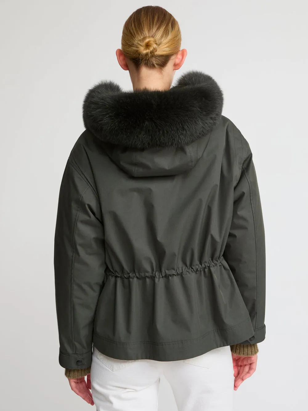 Ys Army Collection: Short Parka In Cotton Blend With Detachable Rabbit Fur Lining And Removable Fox Fur Trim sold by Wanan Luxury product image thumbnail 5
