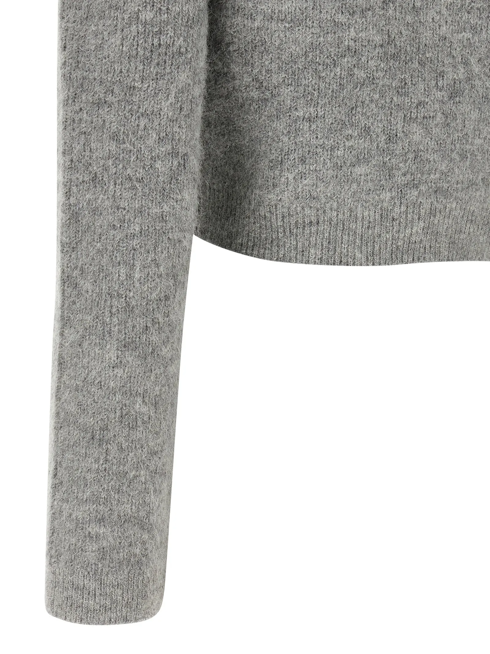 Grey Fluffy Crystal Trim Sweaters And Cardigans Gray sold by Wanan Luxury product image thumbnail 4