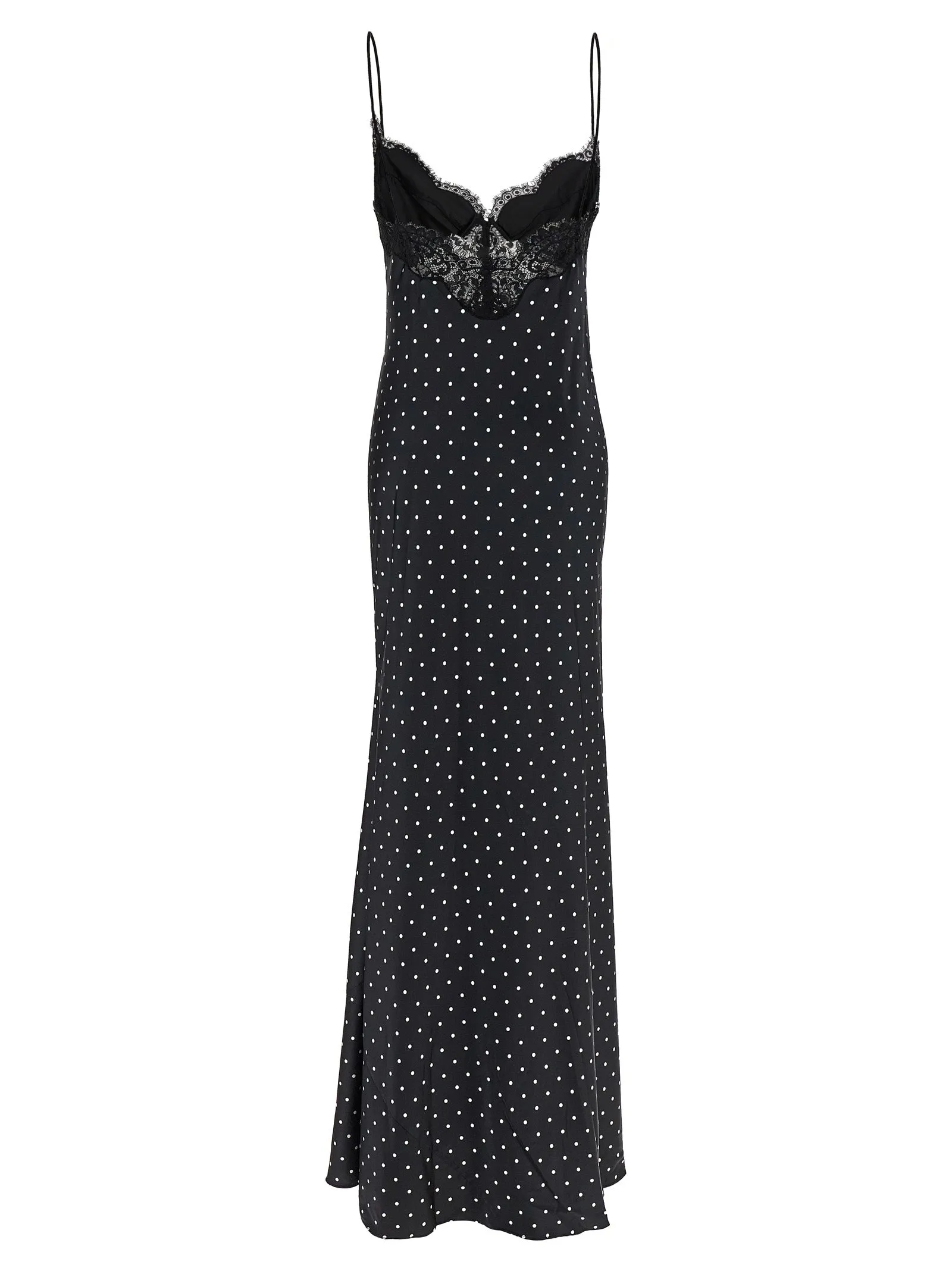 Polka Dot Satin Lace Maxi Dresses White/Black sold by Wanan Luxury product image thumbnail 2