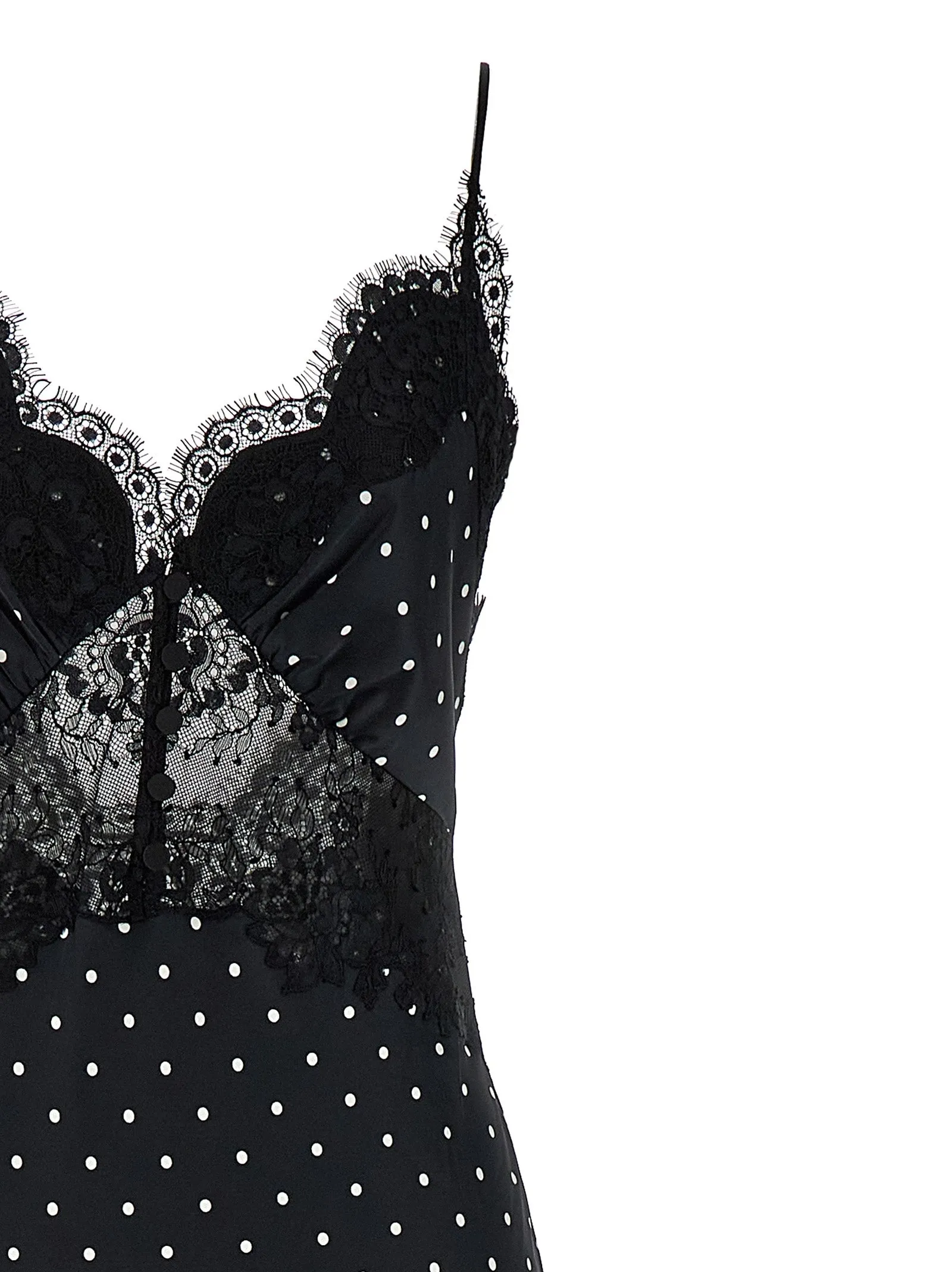 Polka Dot Satin Lace Maxi Dresses White/Black sold by Wanan Luxury product image thumbnail 3
