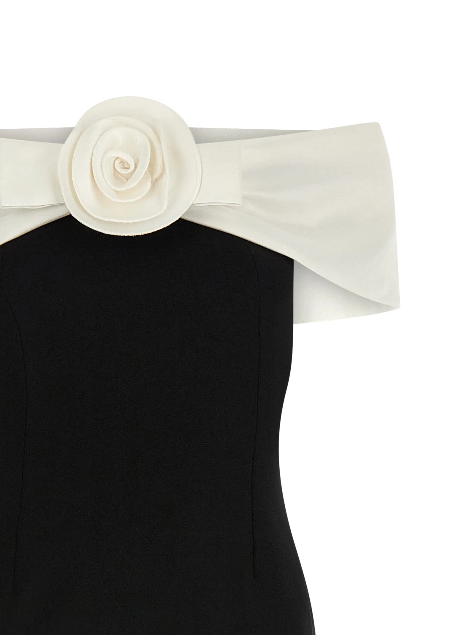 Black CrêPe Flower Maxi Skirts White/Black sold by Wanan Luxury product image thumbnail 3