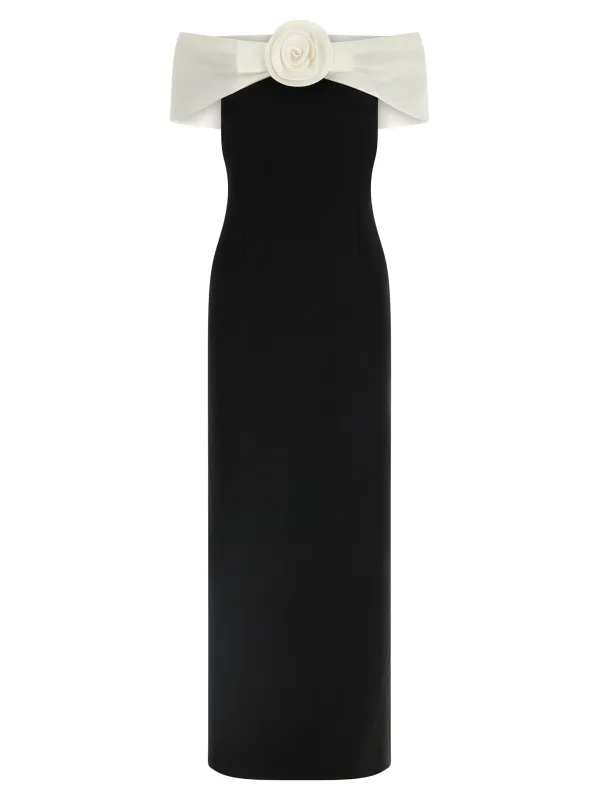 Black CrêPe Flower Maxi Skirts White/Black sold by Wanan Luxury