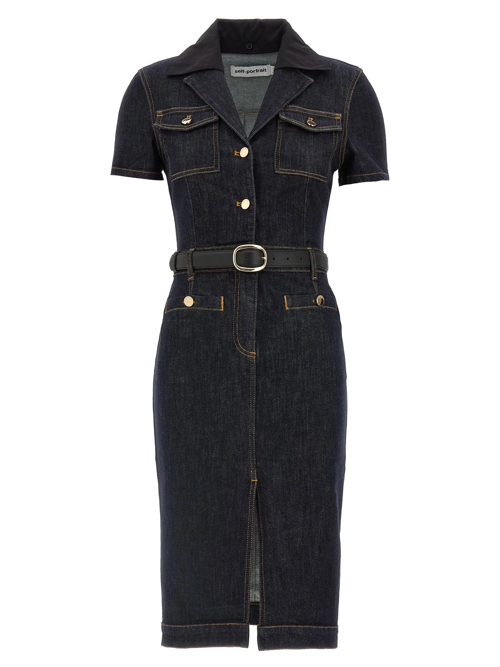 Indigo Denim Midi Dresses Blue sold by Wanan Luxury