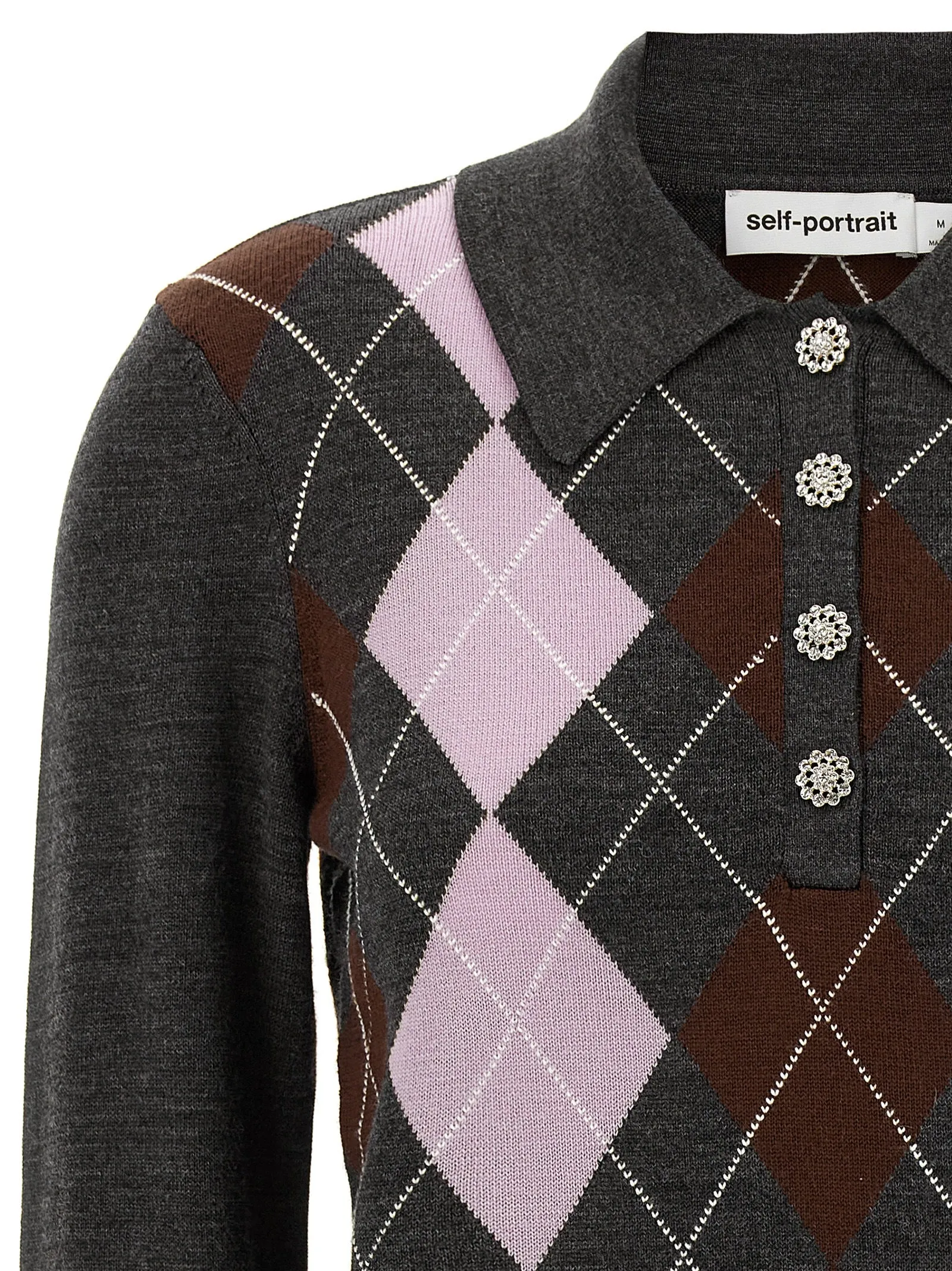 Grey Argyle Lightweight Sweaters And Cardigans Gray sold by Wanan Luxury product image thumbnail 3