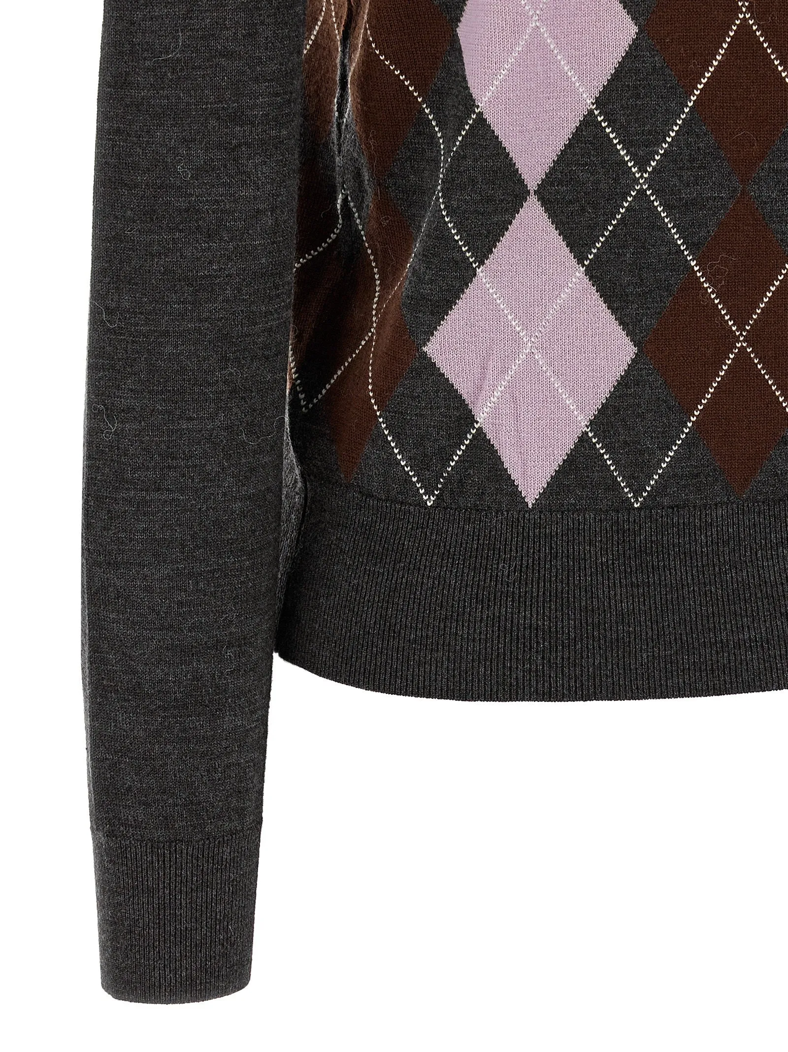 Grey Argyle Lightweight Sweaters And Cardigans Gray sold by Wanan Luxury product image thumbnail 4