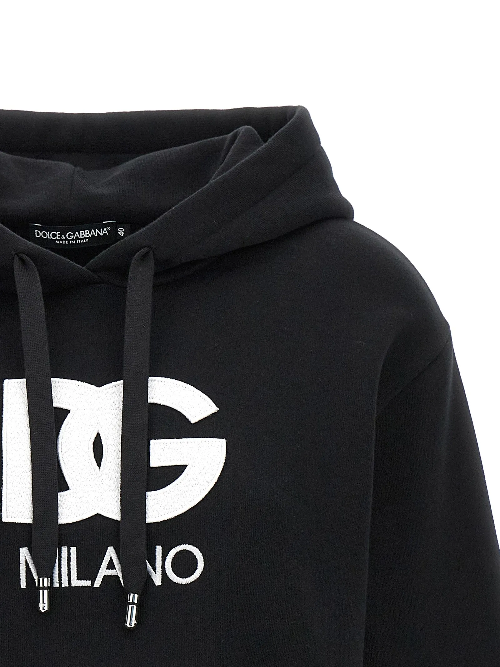 Logo Embroidery Cropped Hoodie Sweatshirt Black sold by Wanan Luxury product image thumbnail 3
