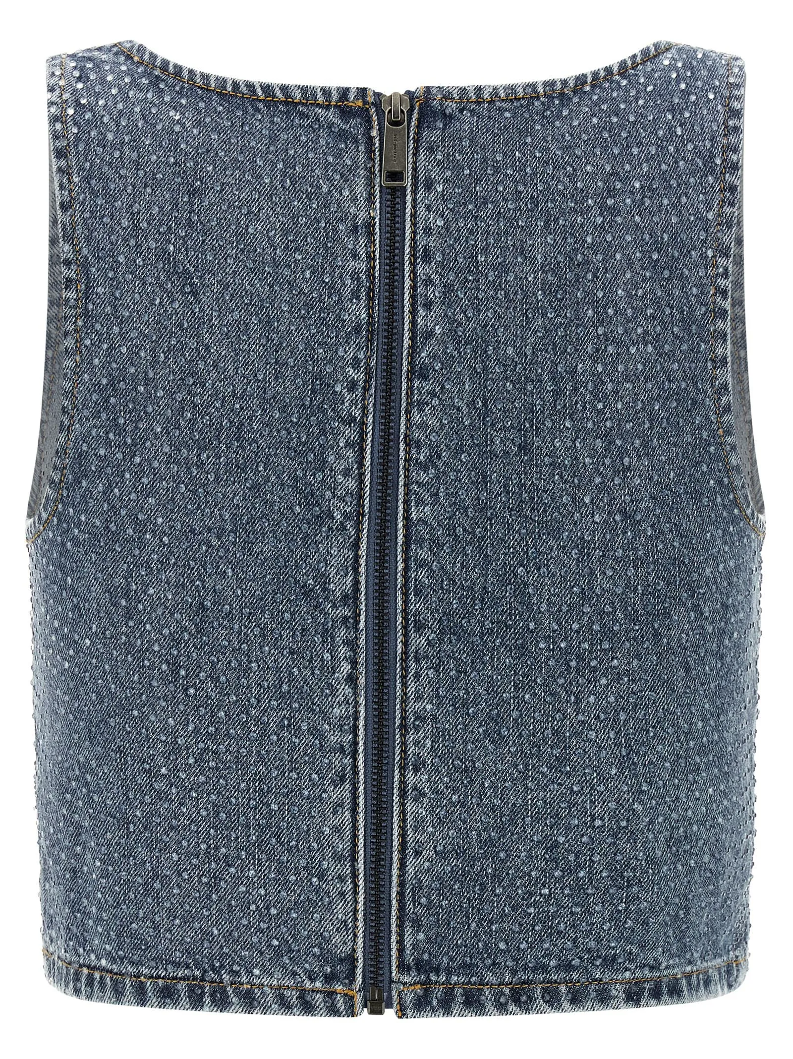 Rhinestone Denim Crop Tops Blue sold by Wanan Luxury product image thumbnail 2