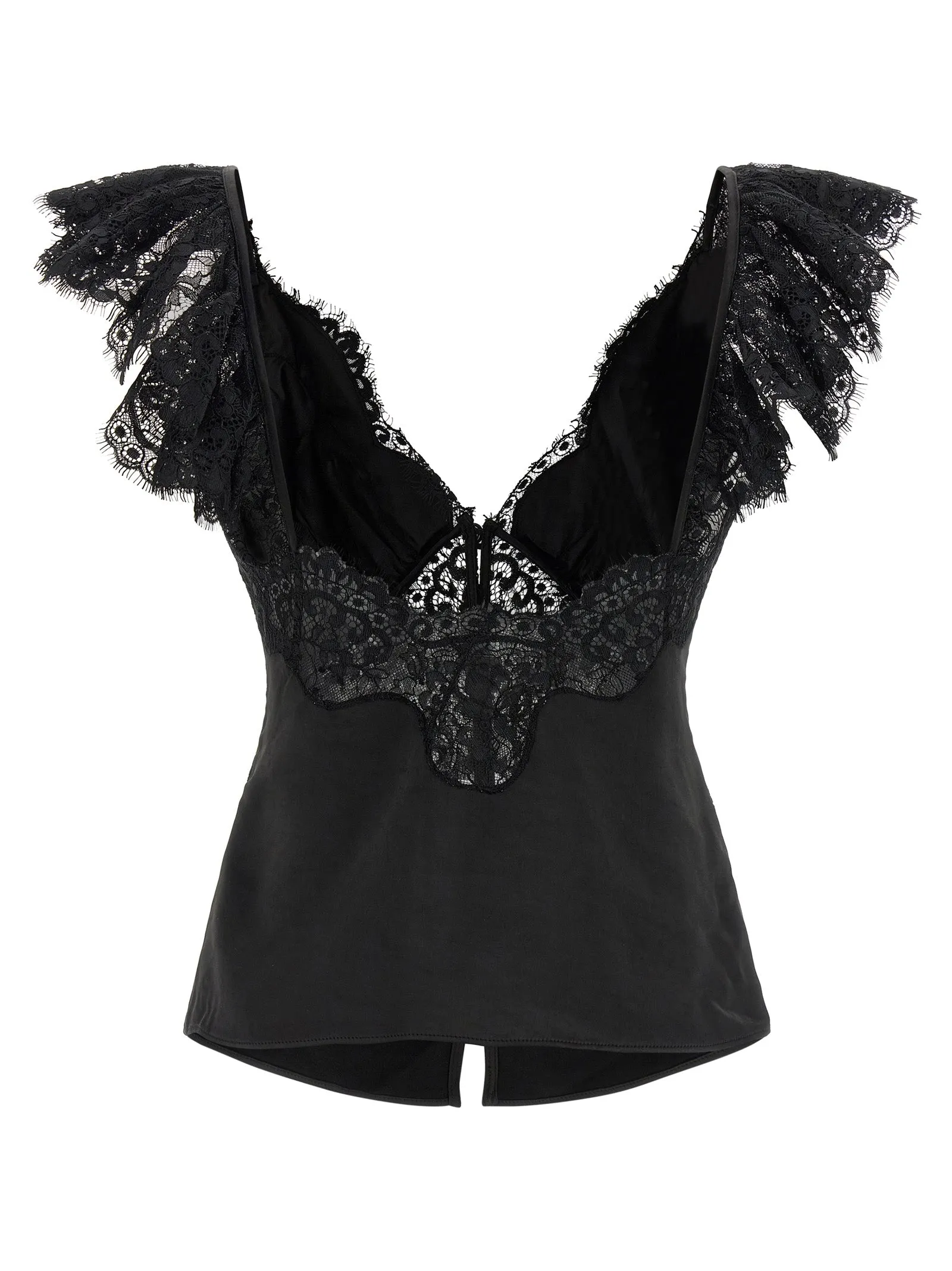 Black Satin Lace Tops Black sold by Wanan Luxury product image thumbnail 2