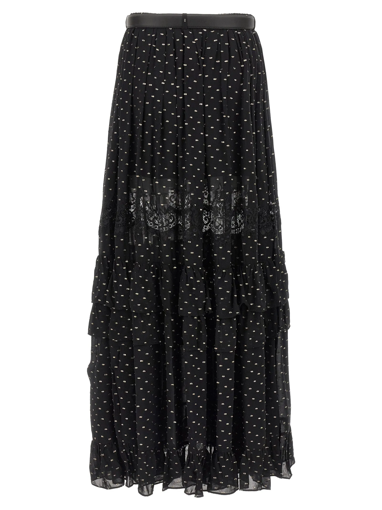 Black And Gold Chiffon Lace Maxi Skirts Black sold by Wanan Luxury product image thumbnail 2
