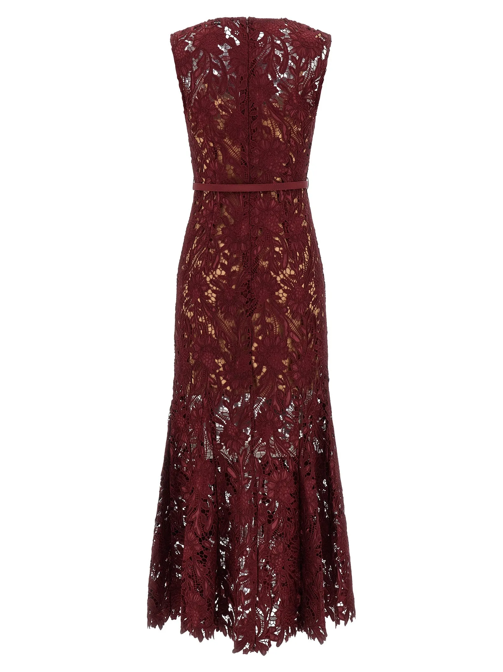 Burgundy Guipure Lace Midi Dresses Bordeaux sold by Wanan Luxury product image thumbnail 2