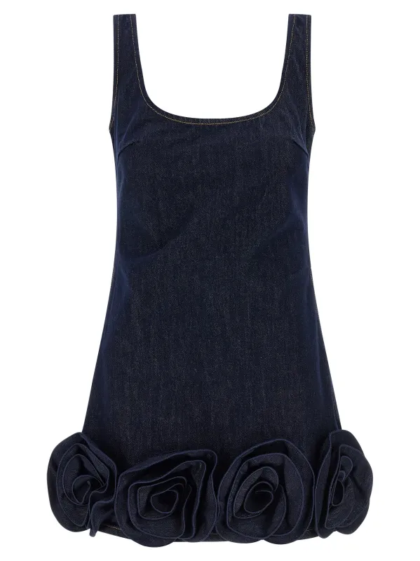 Indigo Denim 3d Flower Mini Dresses Blue sold by Wanan Luxury