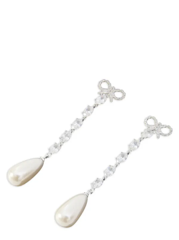 Bow Pearl Droplet Jewelry Silver sold by Wanan Luxury
