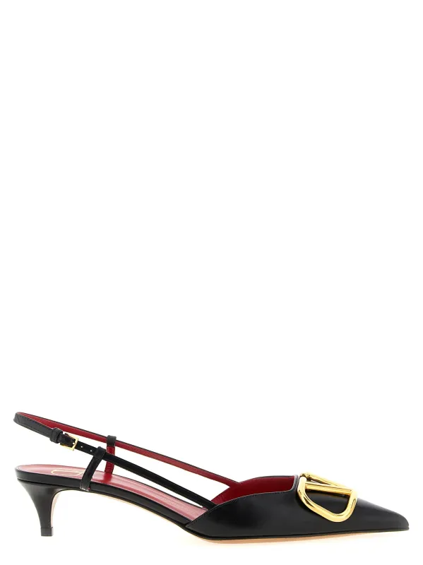 Slingback Valentino Garavani Vlogo Signature Pumps Black sold by Wanan Luxury