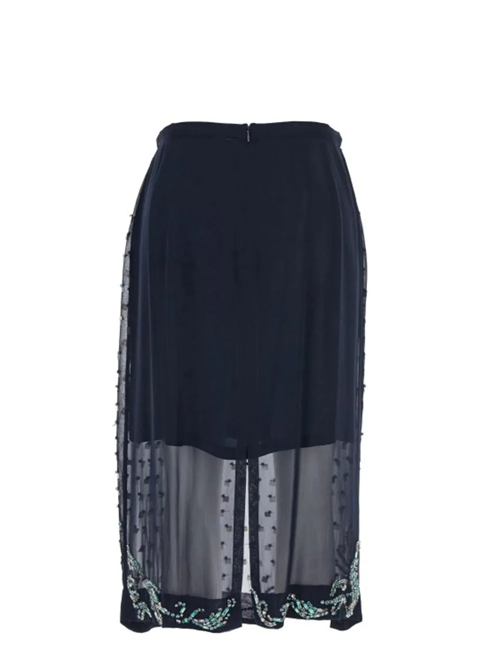 Blue Georgette Midi Skirt With Embroidered Crystals sold by Wanan Luxury product image thumbnail 2