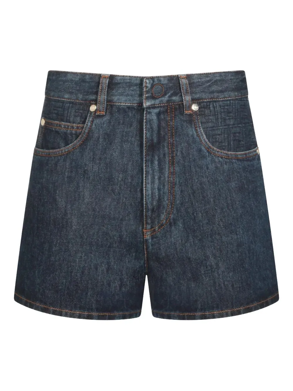 Flared Denim Shorts With Quilted Ff Motif sold by Wanan Luxury