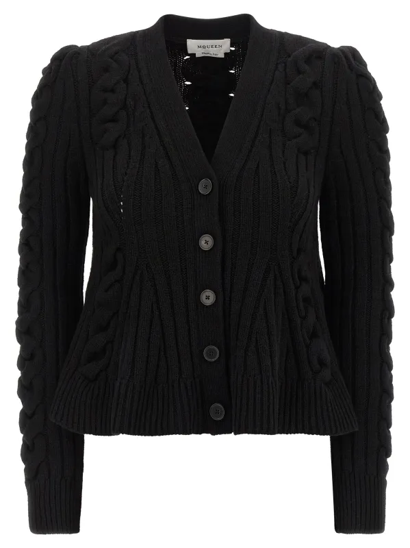 Braided Wool Cardigan Sweaters And Cardigans Black sold by Wanan Luxury