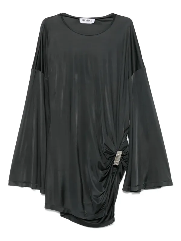 Asymmetrical Dress With Draped Bell Sleeves sold by Wanan Luxury