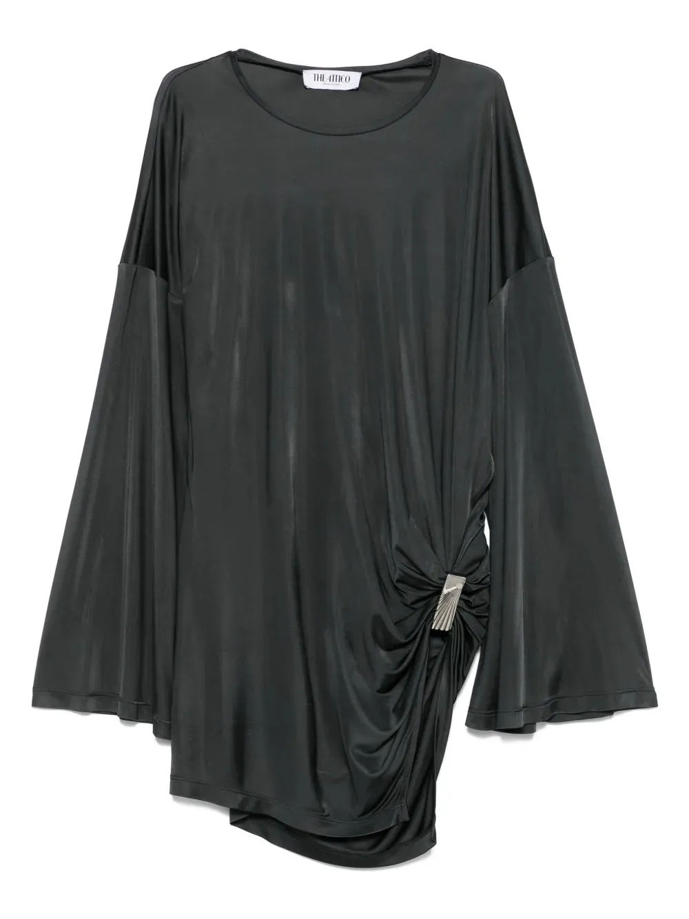 Asymmetrical Dress With Draped Bell Sleeves sold by Wanan Luxury