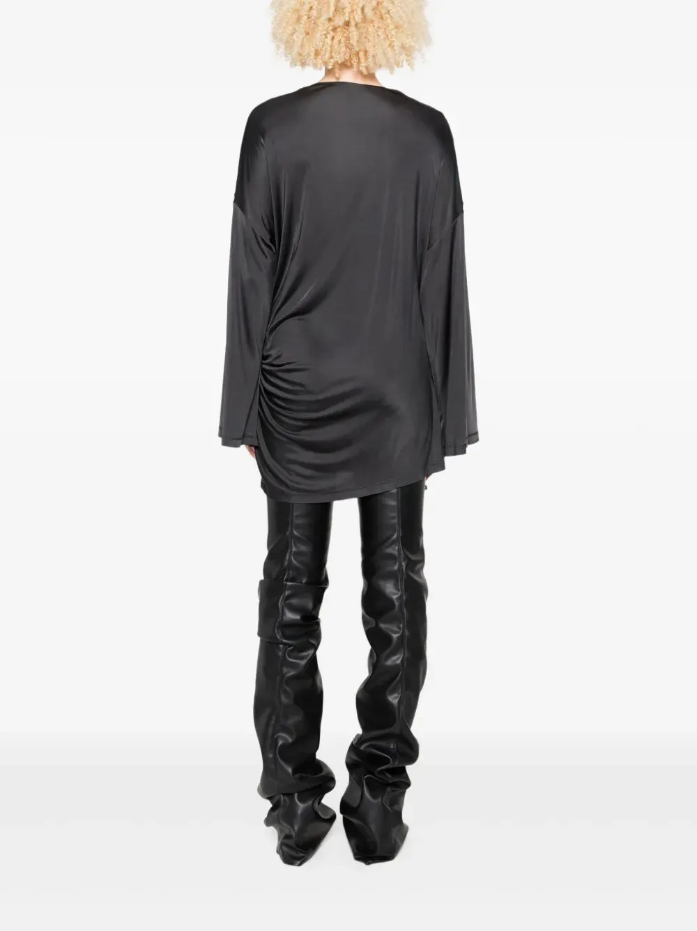 Asymmetrical Dress With Draped Bell Sleeves sold by Wanan Luxury product image thumbnail 4
