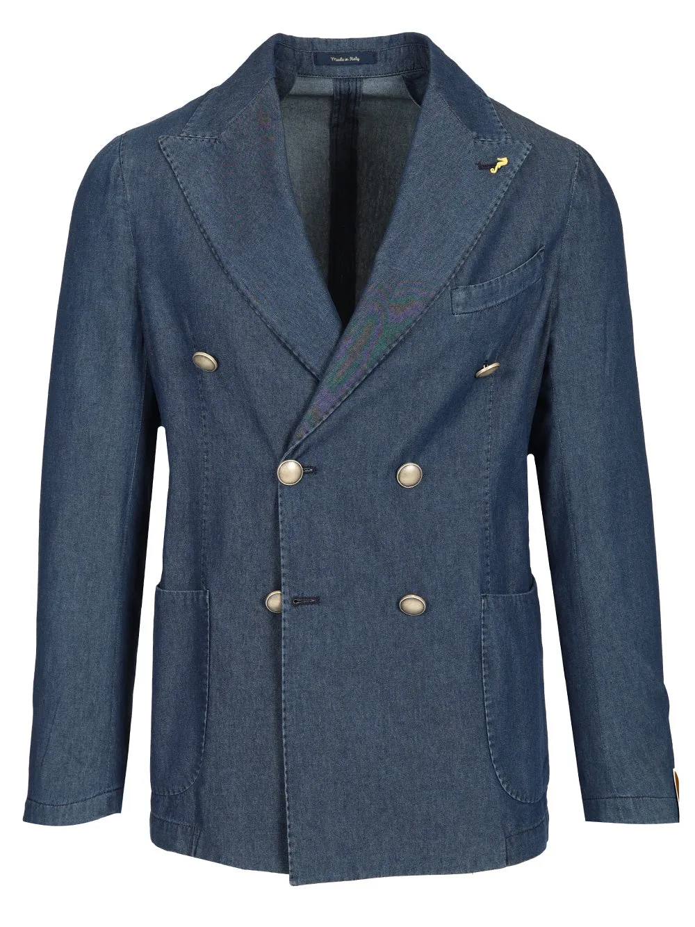 Double-Breasted Blazer In Washed Denim Jackets Blue sold by Wanan Luxury