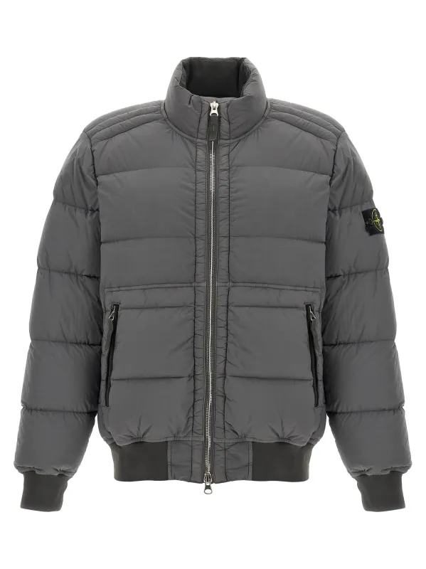 Down-Tc Puffer Jackets Gray made by Stone Island