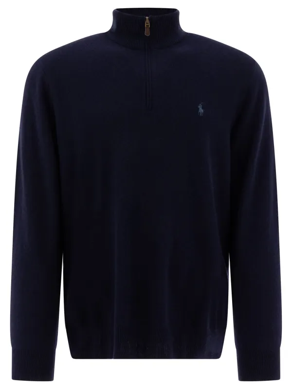 Wool Half-Zip Sweater Knitwear Blue made by Polo by Ralph Lauren