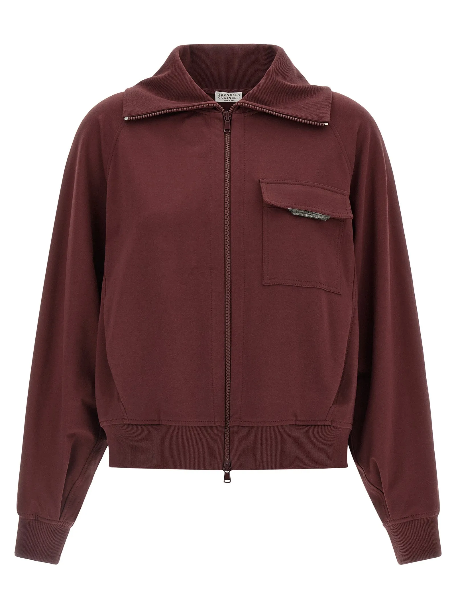 Shiny Flap Detail Sweatshirt Bordeaux sold by Wanan Luxury