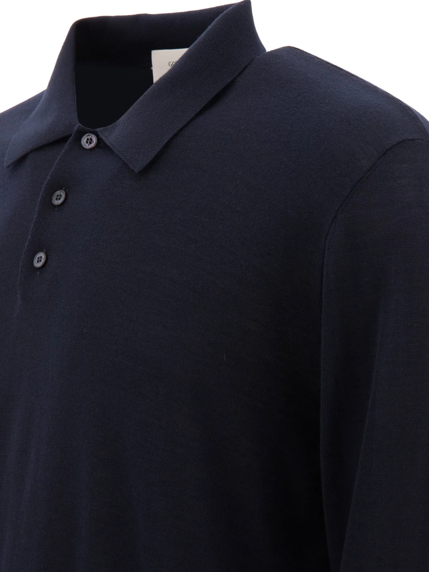 Wool Long-Sleeved Polo Shirt Polo Shirts Blue sold by Wanan Luxury product image thumbnail 4