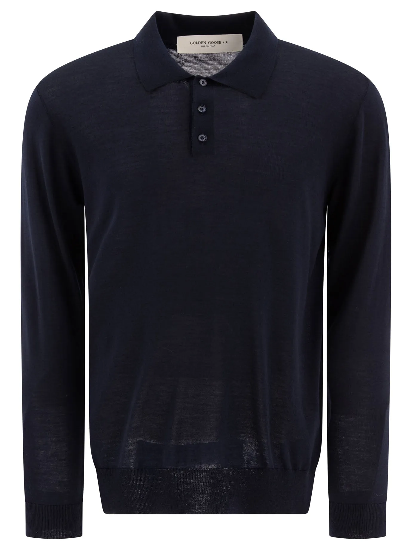 Wool Long-Sleeved Polo Shirt Polo Shirts Blue sold by Wanan Luxury