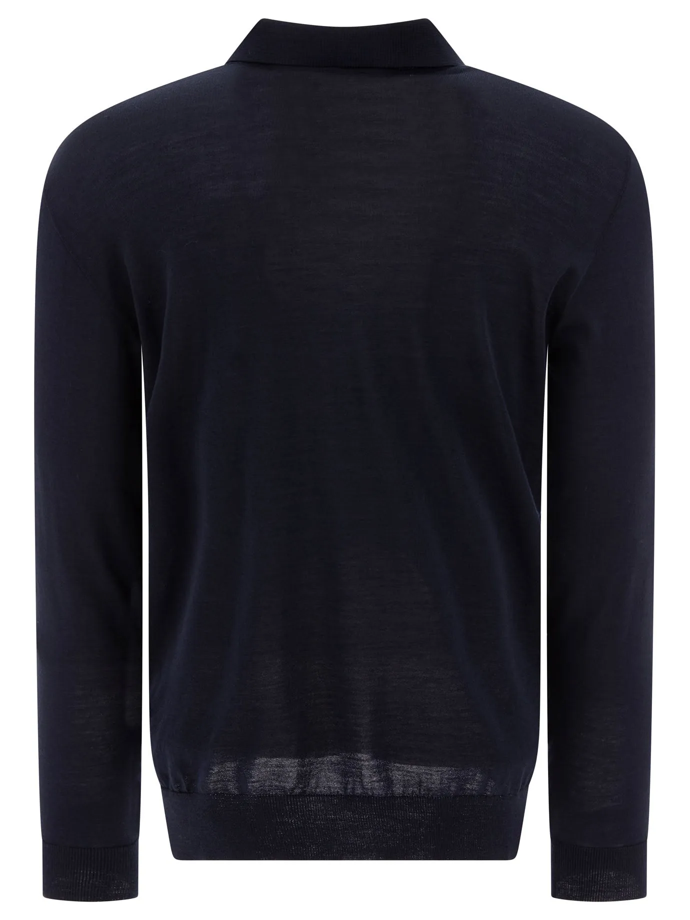 Wool Long-Sleeved Polo Shirt Polo Shirts Blue sold by Wanan Luxury product image thumbnail 2