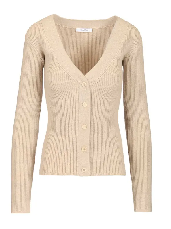 Gioiosa Ribbed Cardigan Knitwear Beige sold by Wanan Luxury