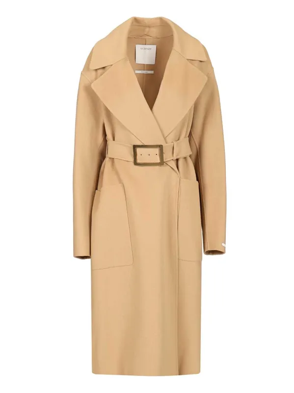 Pure Wool Dressing Gown Coat Coats Beige sold by Wanan Luxury